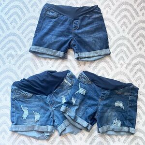 S.O.N.G. Maternity Denim Jean Maternity Shorts Medium Full Belly Panel